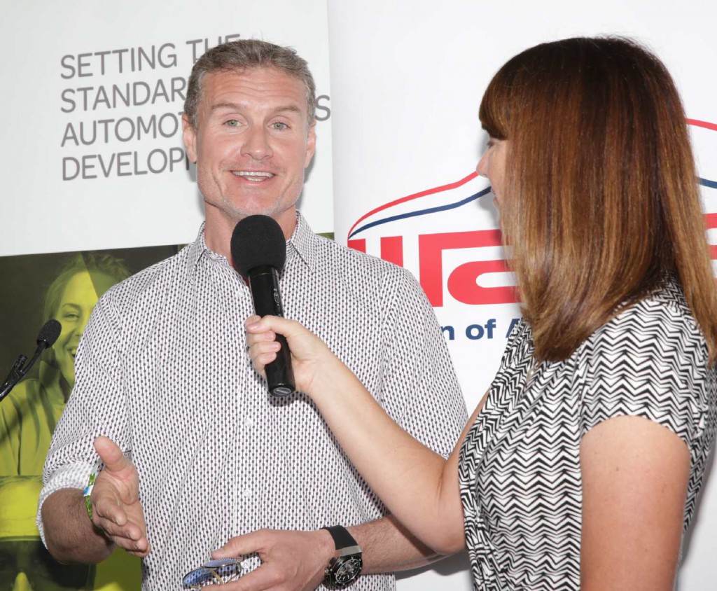 Kylie King interviewing David Coulthard at Australian Grand Prix March 2014