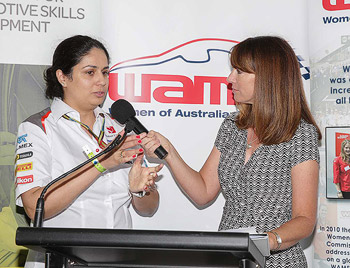 Kylie interviewing at the Australian Grand Prix 2014