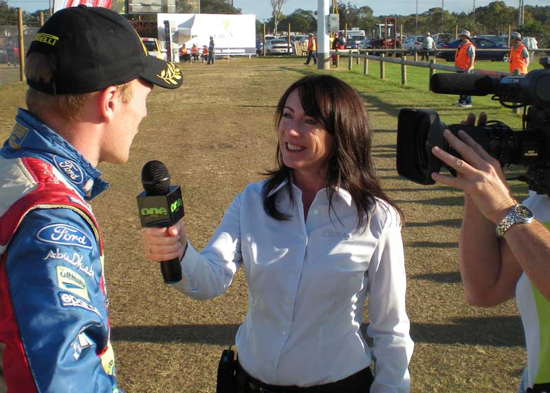 Kylie interviewing at a Rally Australia Stage for One HD